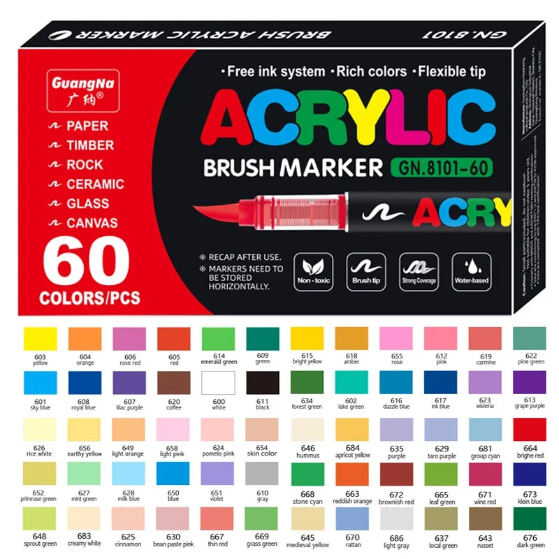 Acrylic Brush Paint Pens – For Rock, Wood, Glass & More
