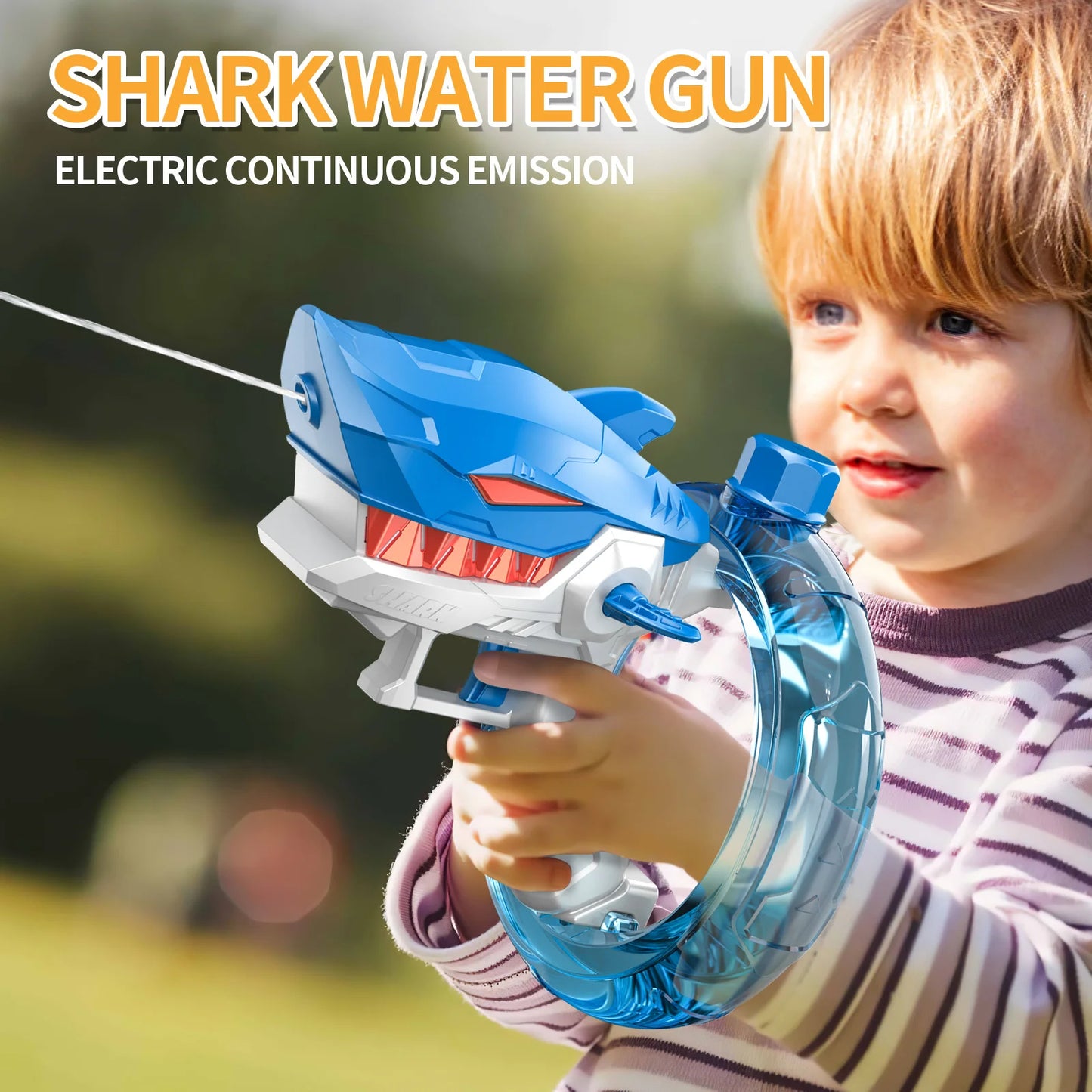 b- Electric Shark Water Gun – High-Capacity Outdoor Toy