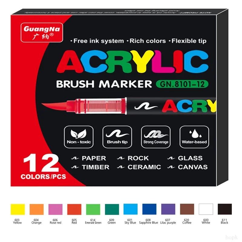 Acrylic Brush Paint Pens – For Rock, Wood, Glass & More