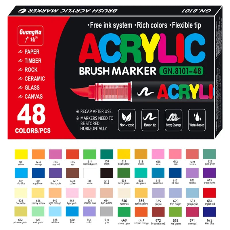 Acrylic Brush Paint Pens – For Rock, Wood, Glass & More