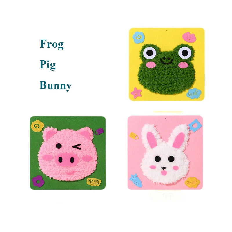 Cute Cartoon Animal Punch Needle Kit – DIY Embroidery Set