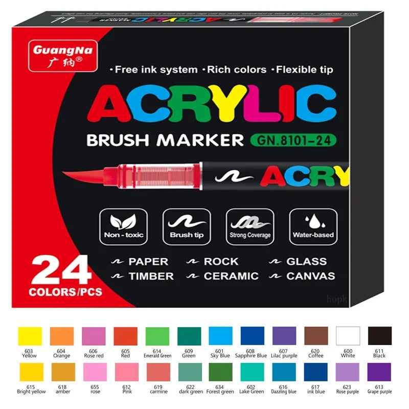 Acrylic Brush Paint Pens – For Rock, Wood, Glass & More