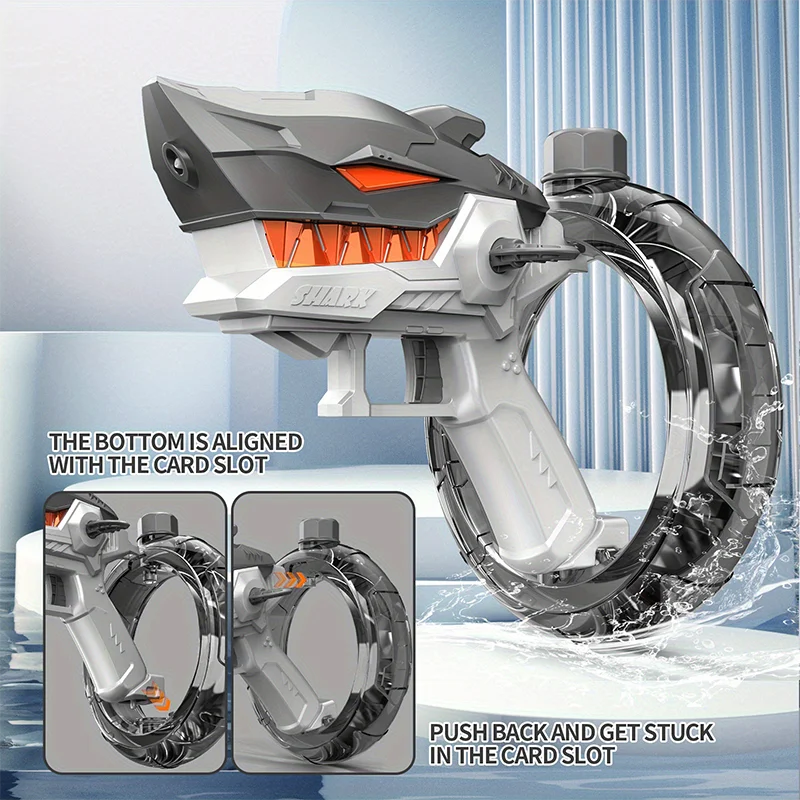 b- Electric Shark Water Gun – High-Capacity Outdoor Toy