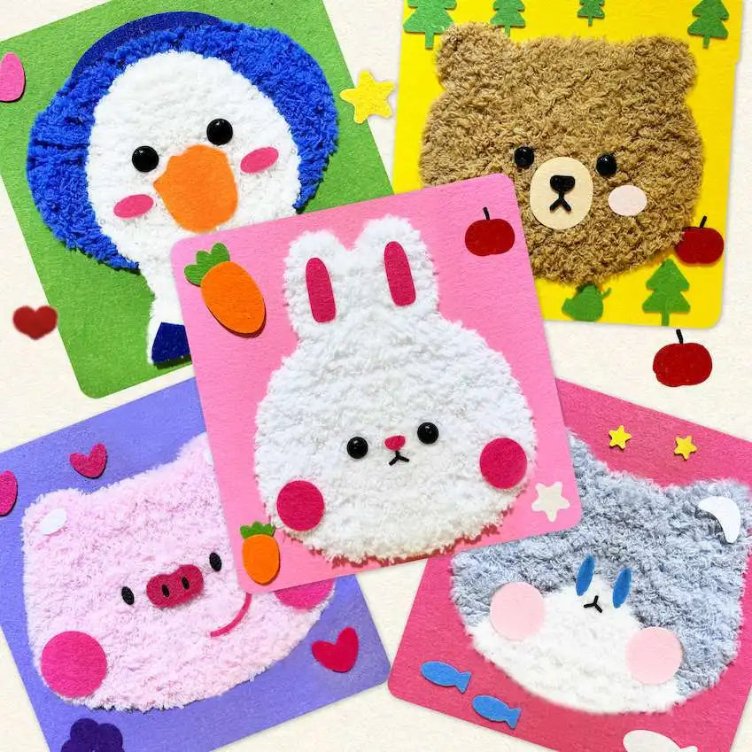 Cute Cartoon Animal Punch Needle Kit – DIY Embroidery Set