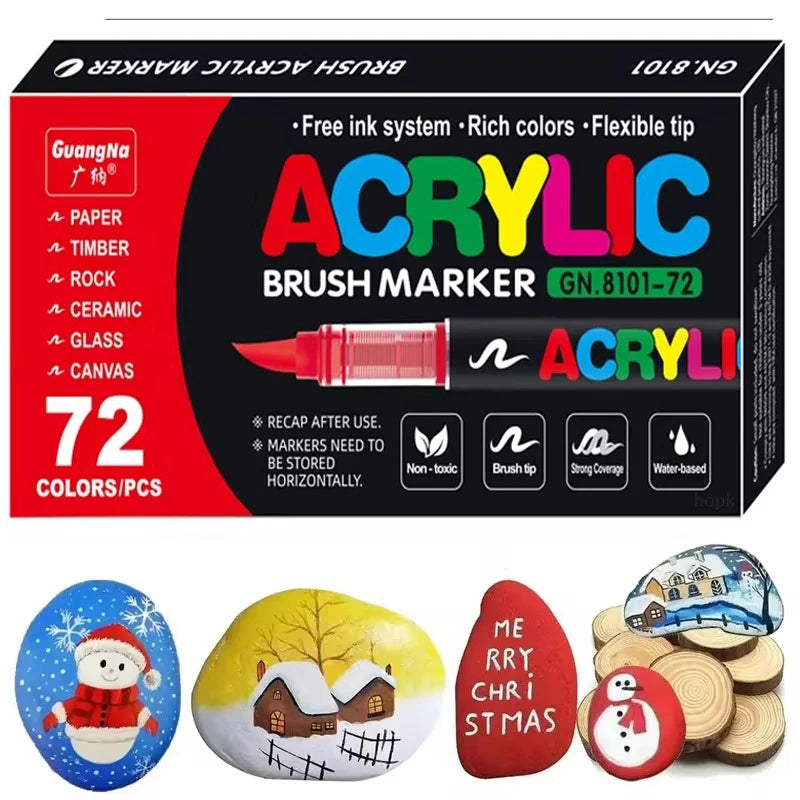 Acrylic Brush Paint Pens – For Rock, Wood, Glass & More