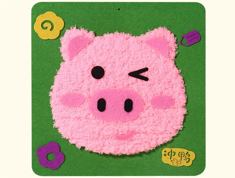 Cute Cartoon Animal Punch Needle Kit – DIY Embroidery Set