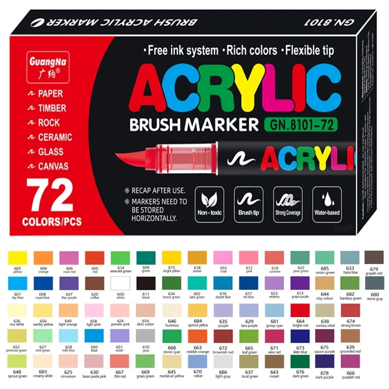 Acrylic Brush Paint Pens – For Rock, Wood, Glass & More