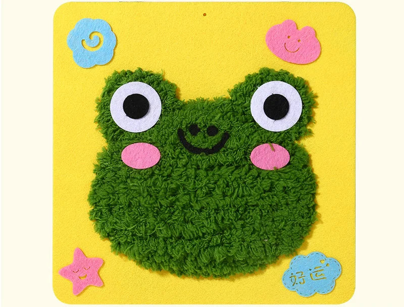 Cute Cartoon Animal Punch Needle Kit – DIY Embroidery Set