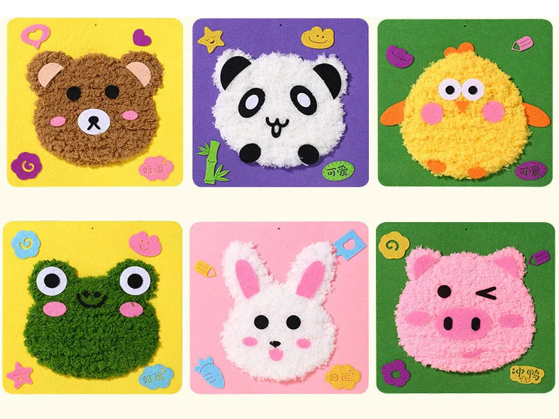 Cute Cartoon Animal Punch Needle Kit – DIY Embroidery Set