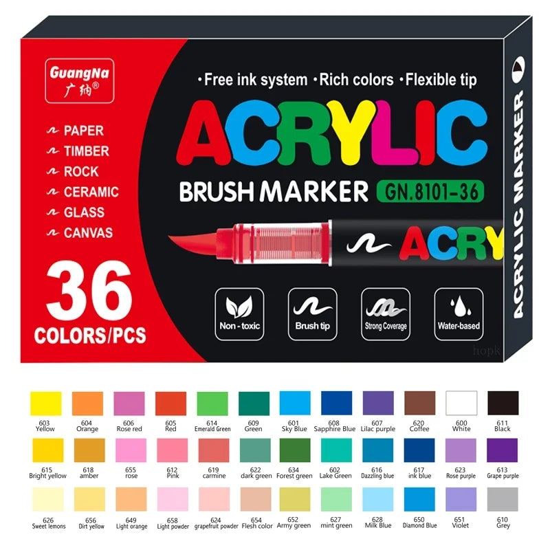 Acrylic Brush Paint Pens – For Rock, Wood, Glass & More