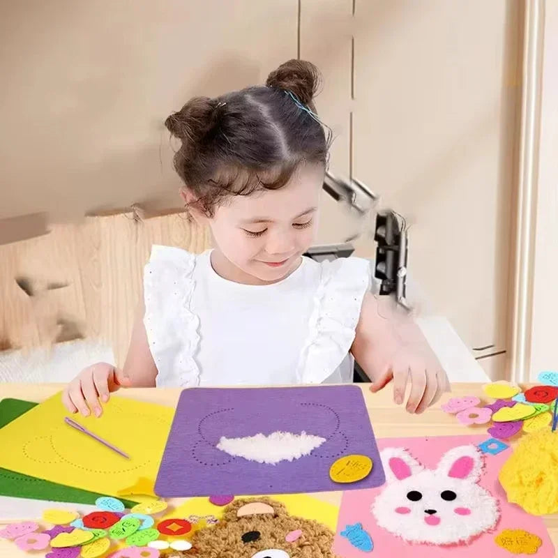 Cute Cartoon Animal Punch Needle Kit – DIY Embroidery Set