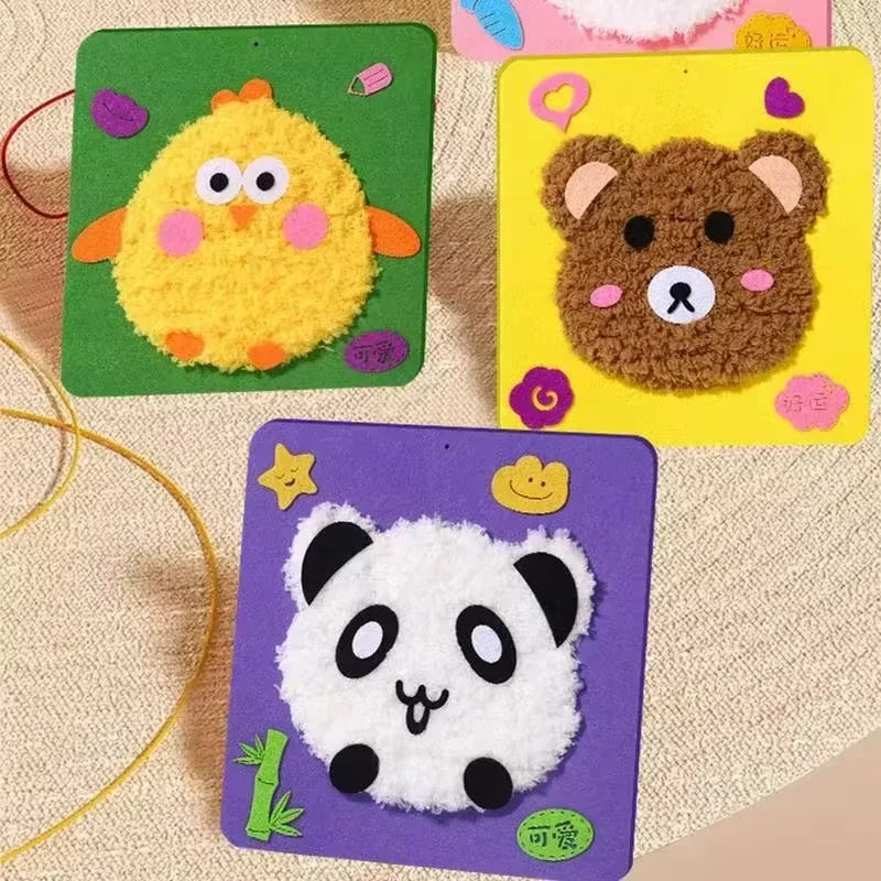 Cute Cartoon Animal Punch Needle Kit – DIY Embroidery Set