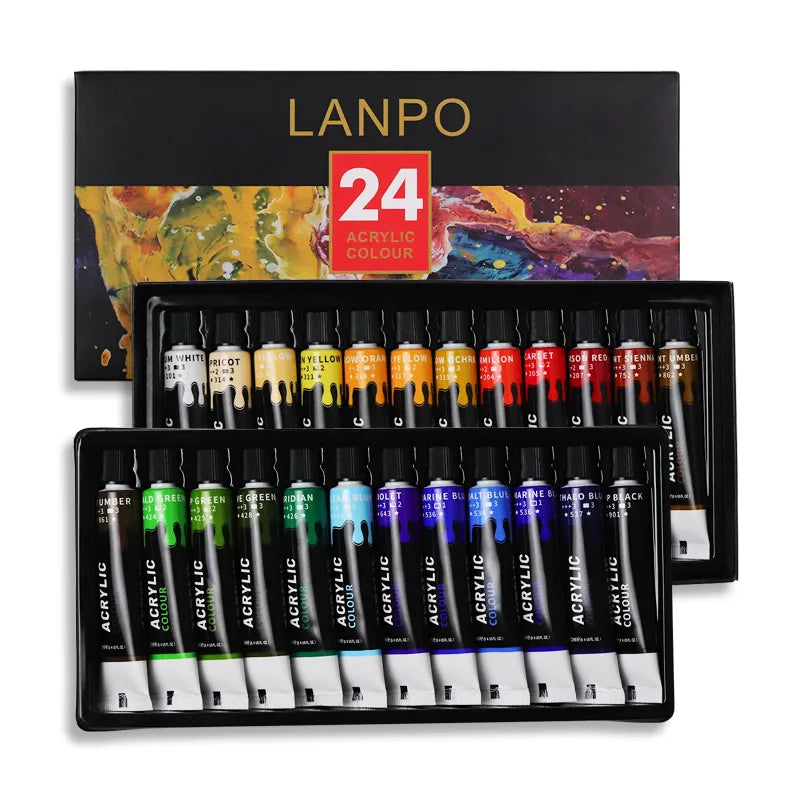 Acrylic Paints Set - Professional Brushes