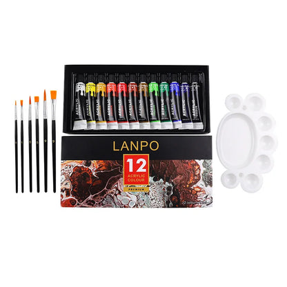 Acrylic Paints Set - Professional Brushes