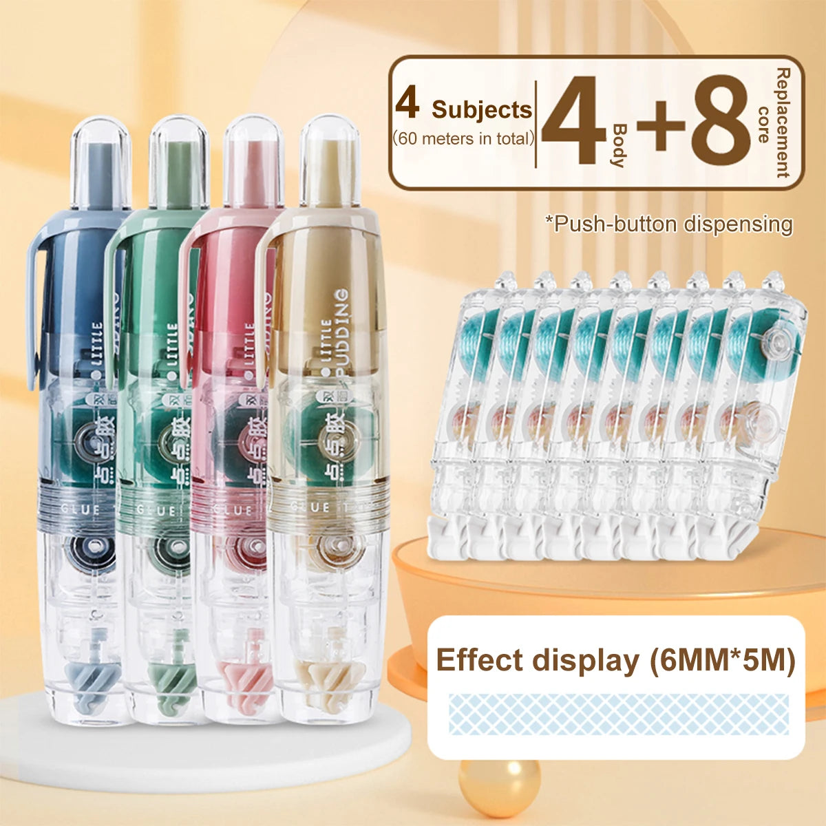 Transparent Double-Sided Dot Glue Refills – Replaceable Tape for School & Office