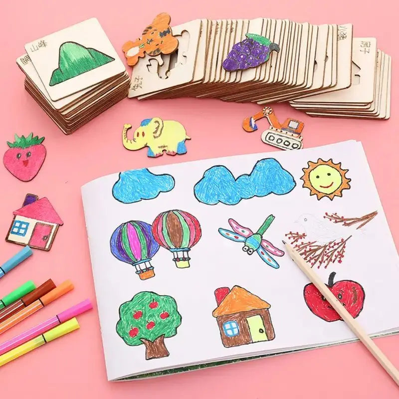 Wooden DIY Drawing Templates Set