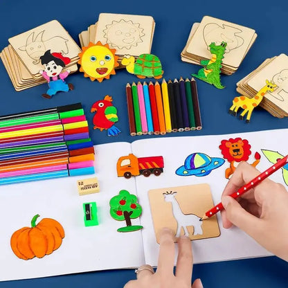 Wooden DIY Drawing Templates Set